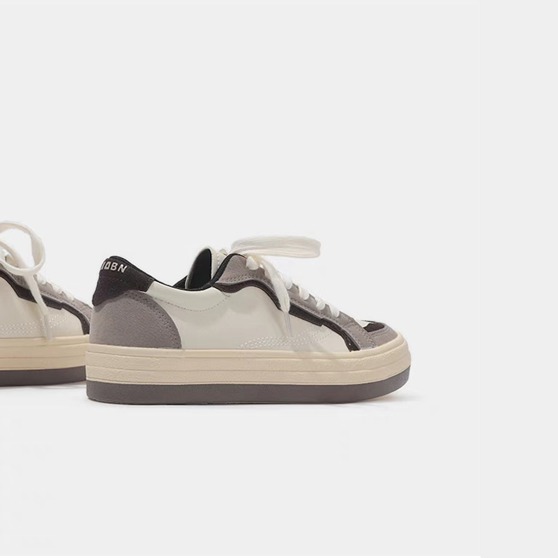 德训厚底拼色板鞋女2024年春季新款韩版港风百搭休闲板鞋