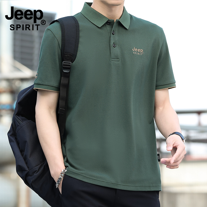 JEEP吉普男士休闲Polo衫夏季高档短袖t恤百搭宽松商务翻领T爸爸装