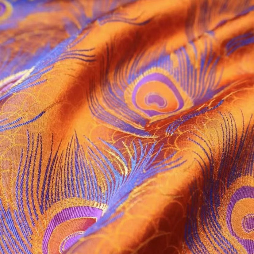 名家宋锦（织羽纹-魔幻紫）140幅宽桑蚕丝面料【一经开裁概不退换】