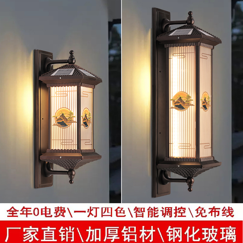 太阳能壁灯防水专用灯大门院子室外凉亭柱子一对太阳能灯户外灯