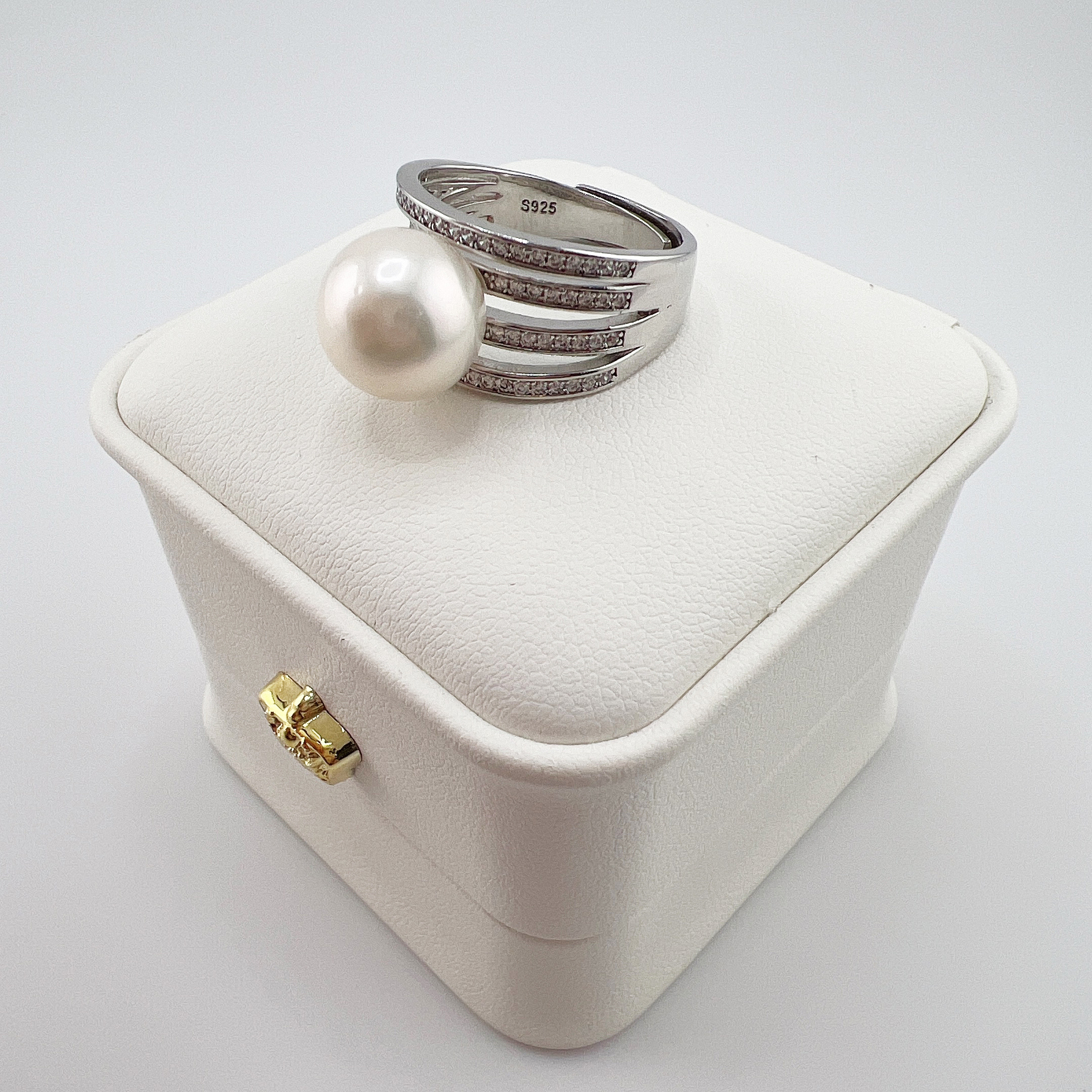 【戒指10-11mm】S925纯银戒托正圆精工珍珠戒指 时尚 经典轻奢高端