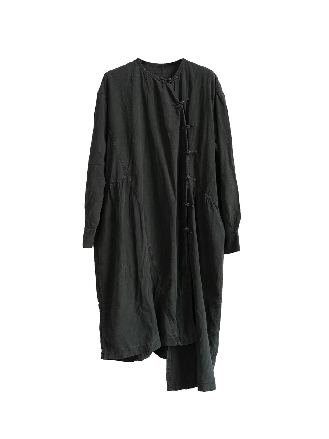 萱衣陌上几见亚麻盘扣袍子