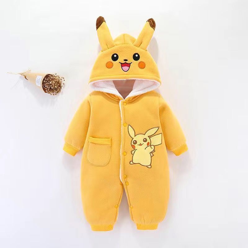 婴儿加绒连体衣秋冬款新生儿保暖衣服男女宝宝冬季可爱超萌外出服