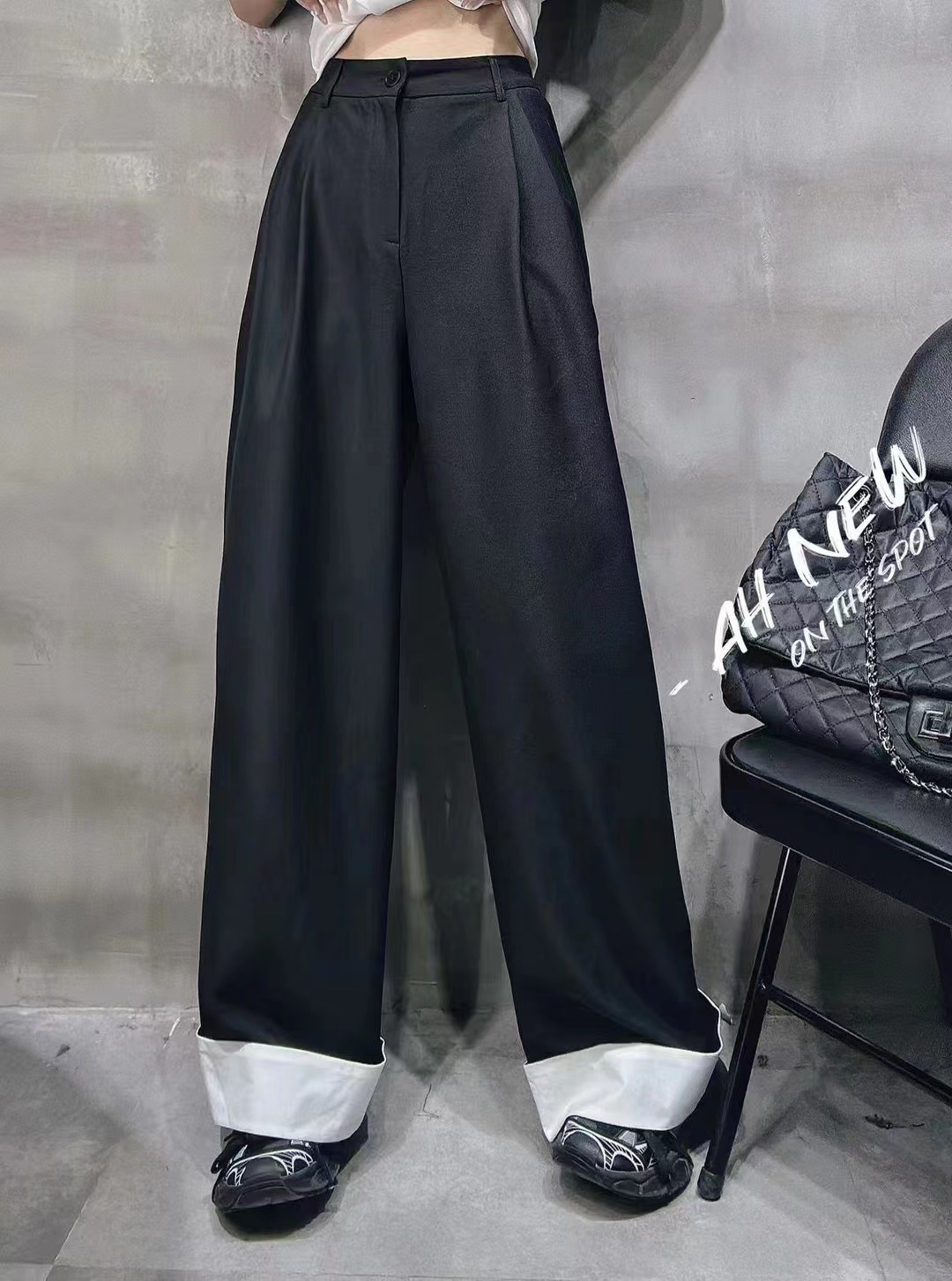 高腰时尚休闲宽松长裤拖地休闲裤