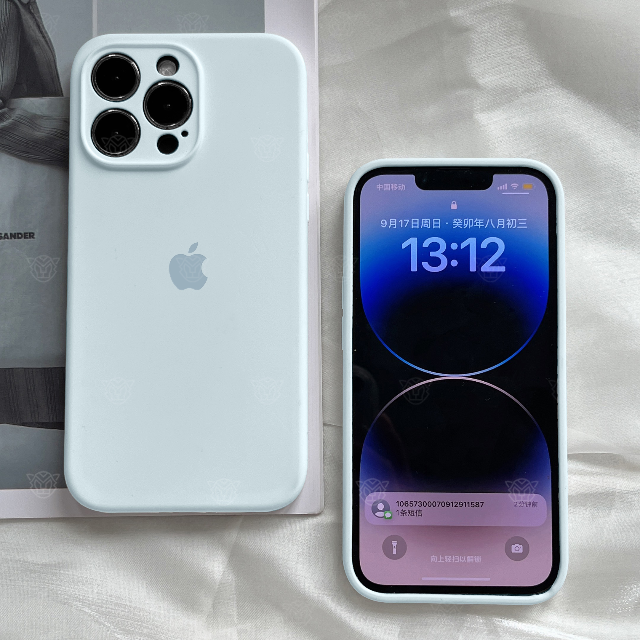 新天蓝液态硅胶iPhone13/12/11苹果14Plus全包防摔15ProMax手机壳