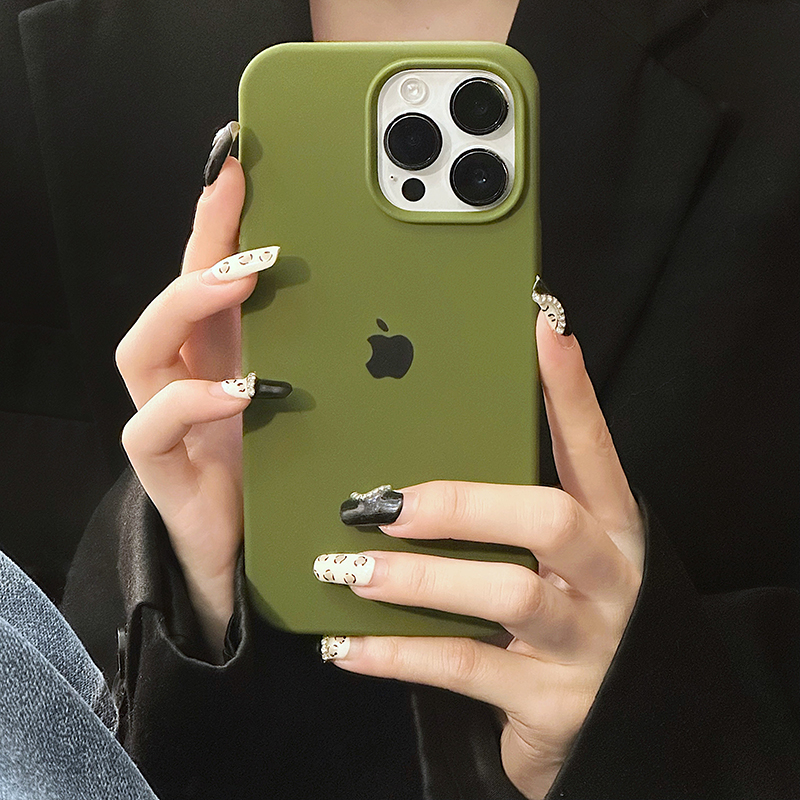 松林绿苹果15手机壳iphone14promax硅胶软壳11/12全包13pro高级感
