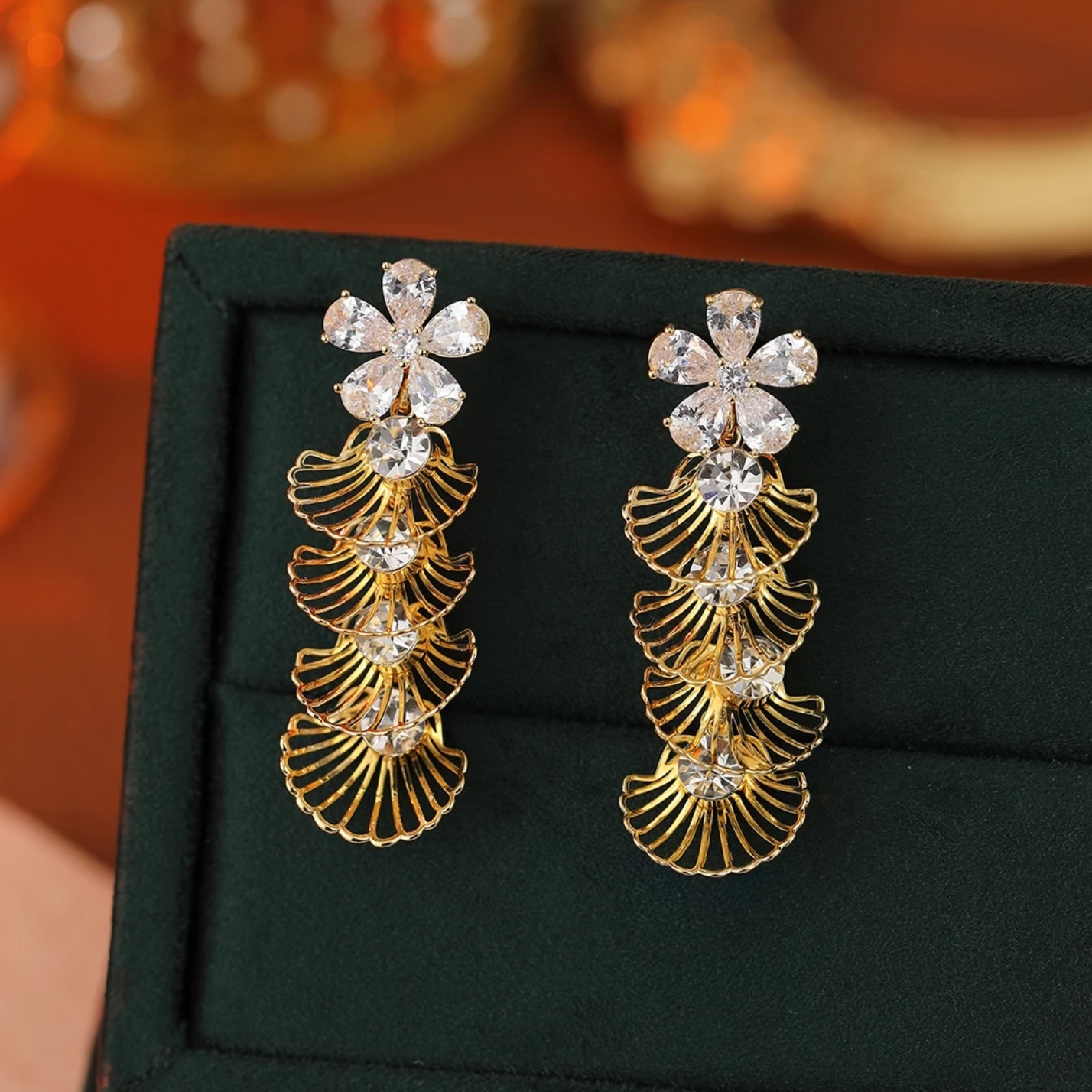 铜合金耳饰 S077新款925银五瓣花秋冬设计个性时尚百搭耳环