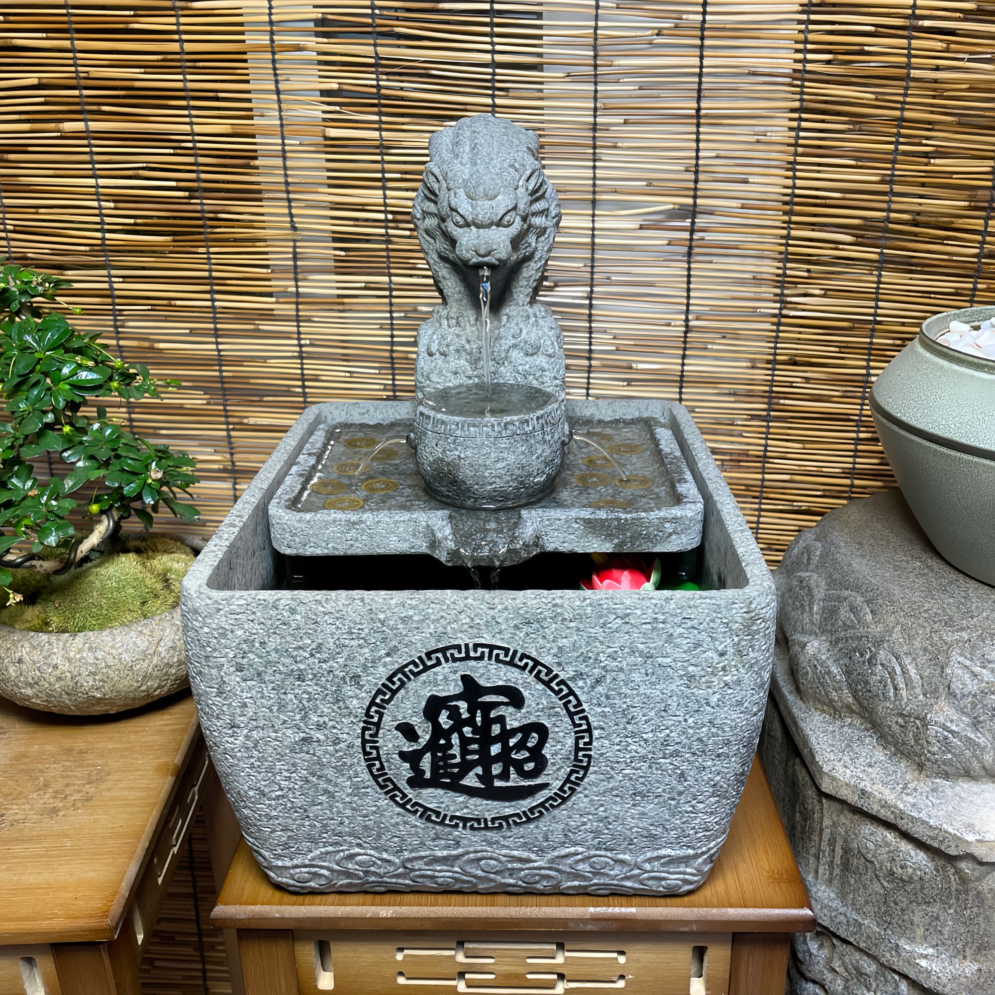 大号日进斗金办公桌茶桌玄喷泉吸水兽新中式高档桌面仿古流水摆件