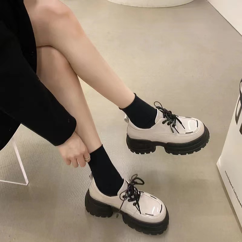 小众设计感厚底单鞋女ins潮百搭休闲蛋糕皮鞋 768
