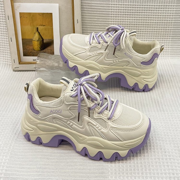 老爹鞋女ins潮百搭显脚小2023秋季新款港风炸街厚底休闲运动鞋