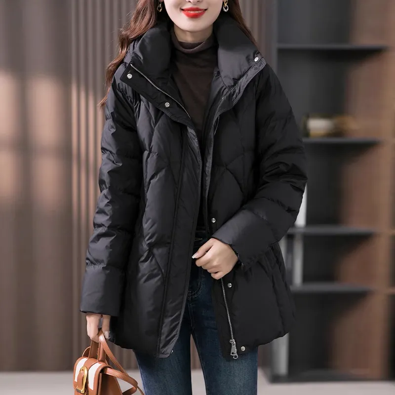 黑色大码女士棉服冬季棉服2025新款韩版设计宽松保暖加厚棉衣外套