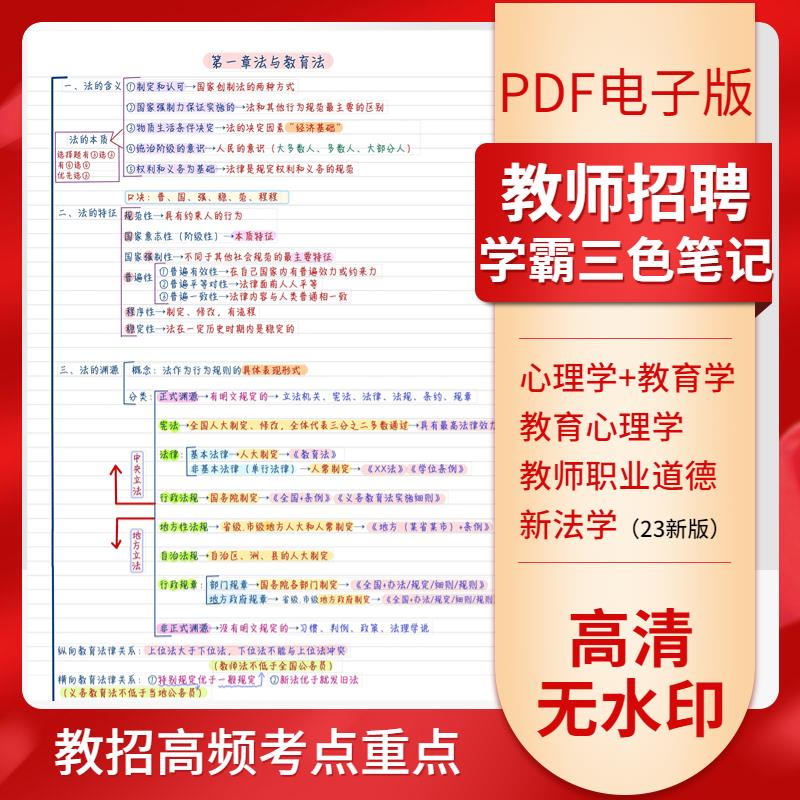 2023学霸笔记教师招聘教宗学霸手写笔记背诵必背知识点电子版资料