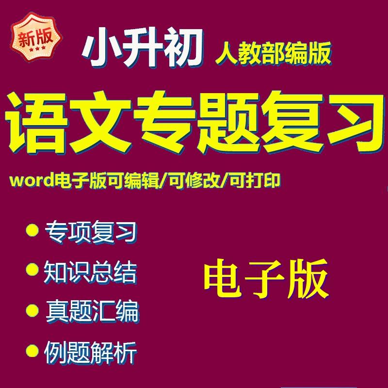 人教部编版小升初语文复习资料电子版小学六年级专题总复习讲义