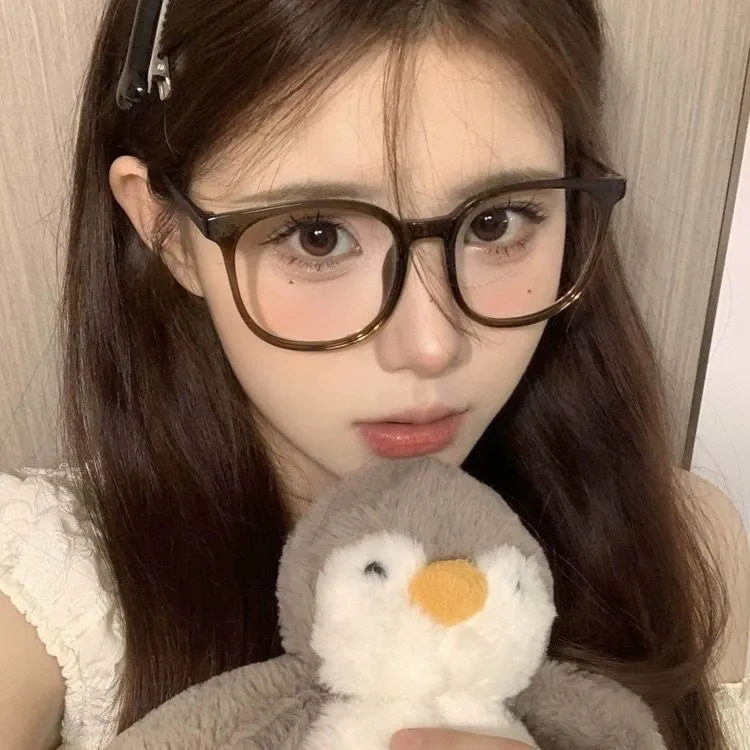 24新款超轻眼镜框女度数近视眼镜ins高颜值椰子透明眼镜防蓝光栗