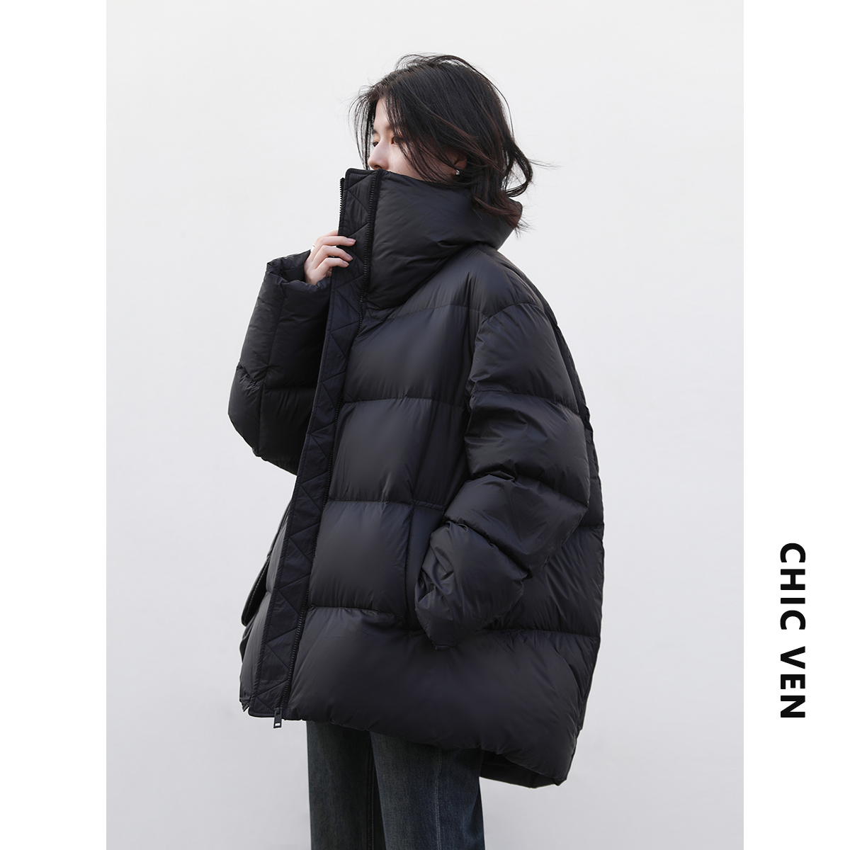 CHIC VEN官方冬新品泡芙羽绒服软糯超轻面包服保暖外套123DW11222