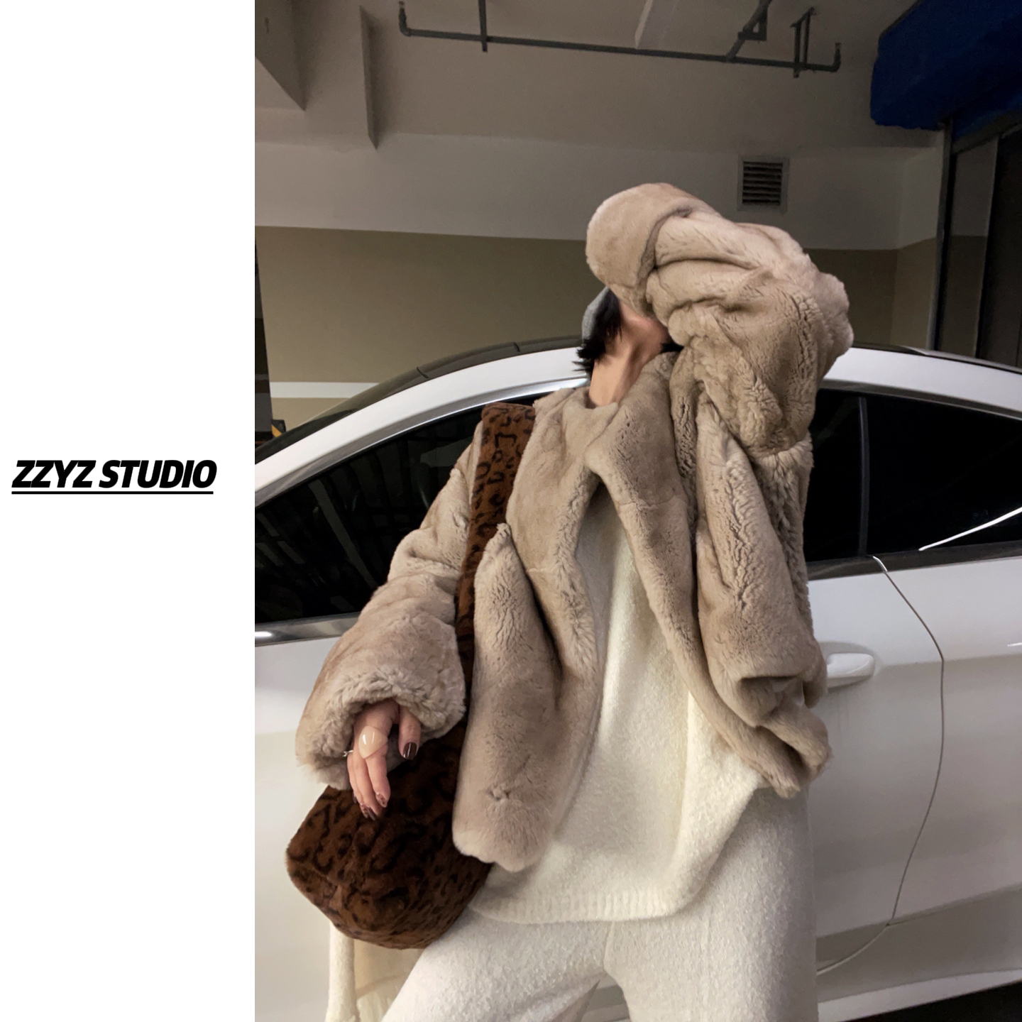 【ZZYZ】“富人区”oversize穿搭系列挽袖獭兔毛毛外套简约皮草