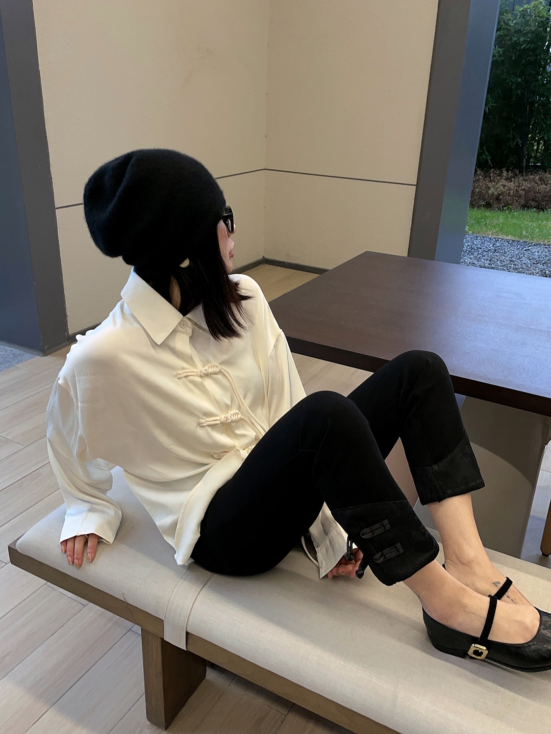 【国风盘扣烟管裤女】2024春季新款修身显瘦新中式九分直筒休闲裤子