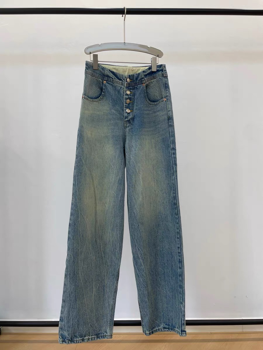 时髦百搭 2024年春季高腰百搭通勤美式牛仔长裤女