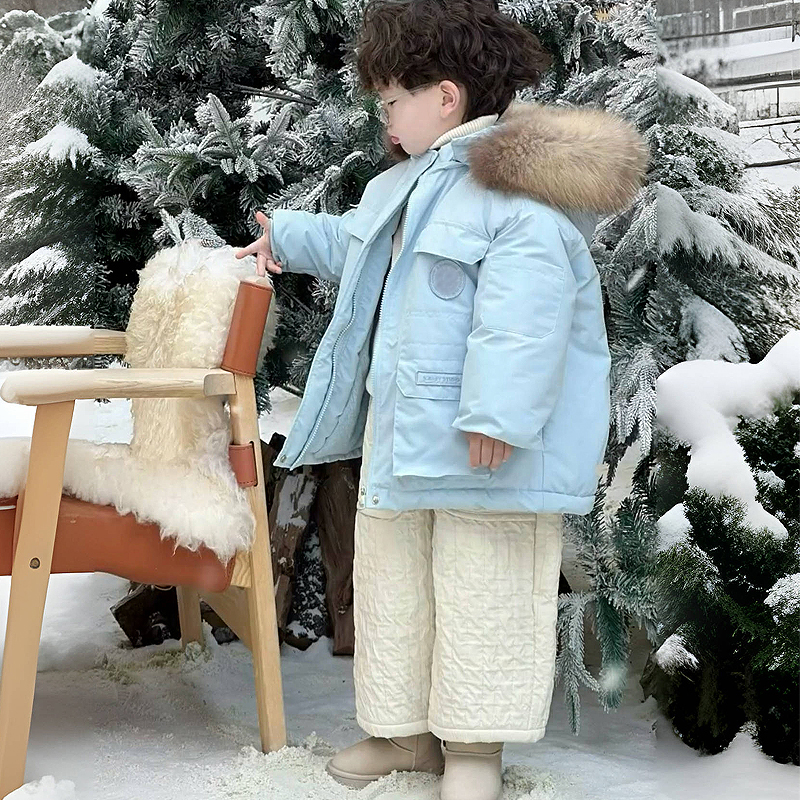 男童派克服加绒加厚中长款2025新款洋气女儿童秋冬季外套棉服宝宝