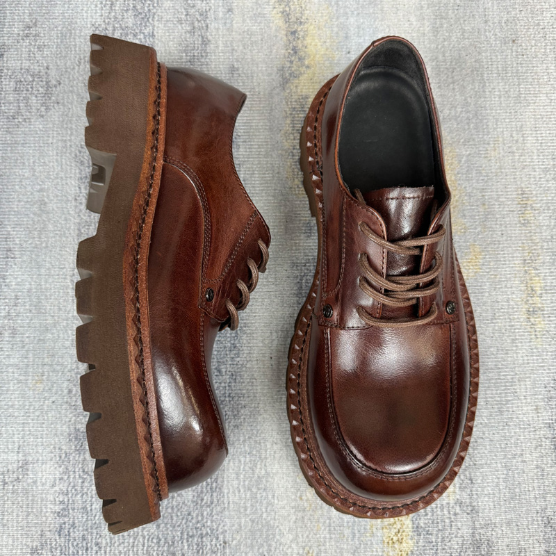 德比鞋英伦复古手工做旧马皮时尚透气休闲春季真皮男士皮鞋