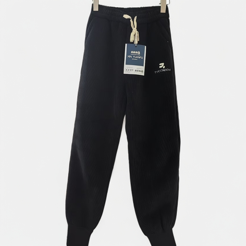 【1061-黑色】青少年加厚绒休闲裤