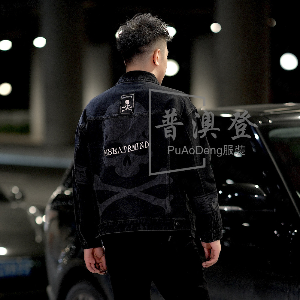 普澳登服装2024春季男士新款时尚百搭水洗刺绣翻领牛仔外套86307
