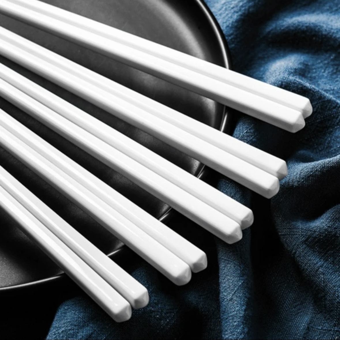 纯白筷家用环保卫生轻奢日式防霉高档陶瓷骨瓷筷陶瓷筷子乔迁餐具