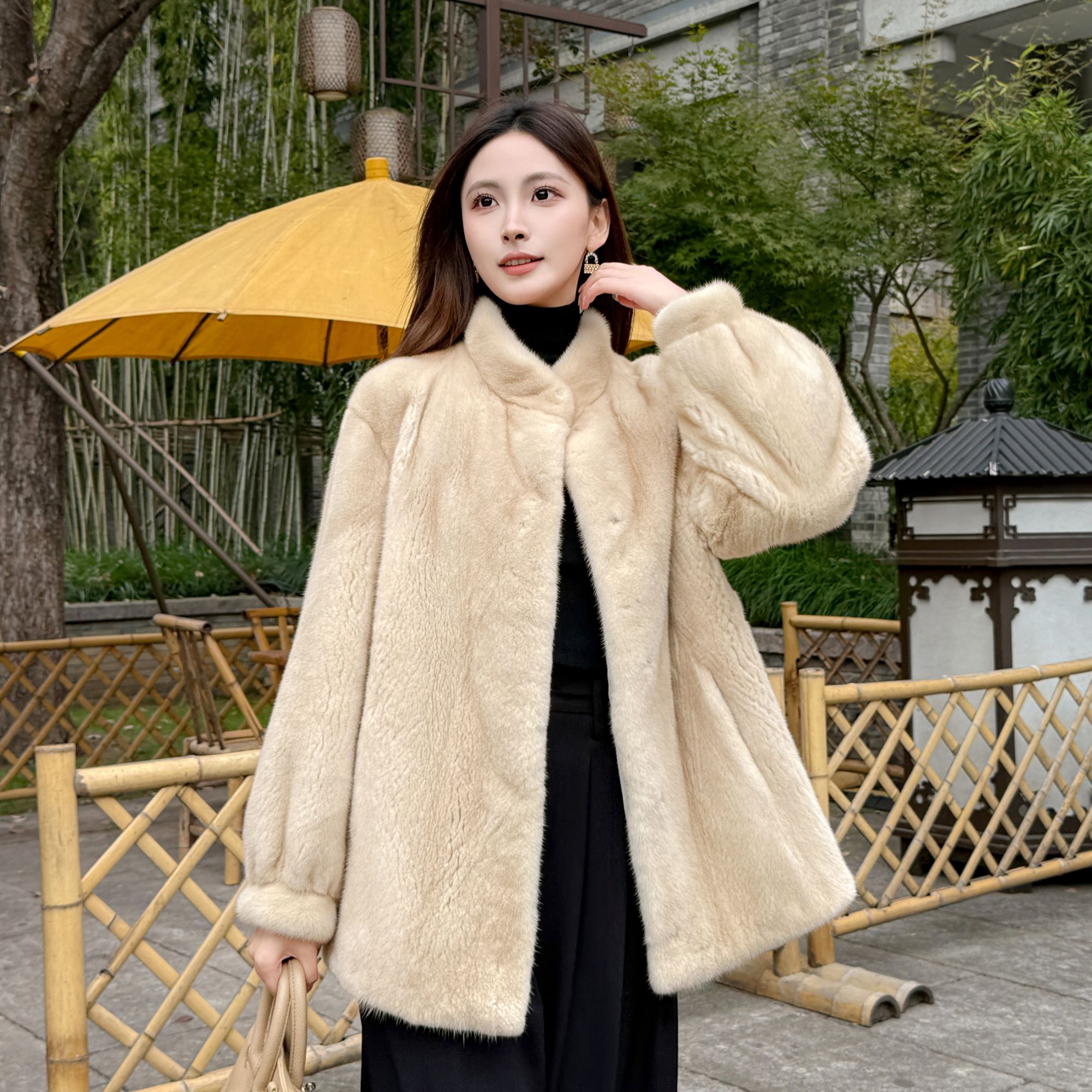  2025年冬季新款紫金短二整貂皮草外套貂皮大衣时尚显瘦女中长款