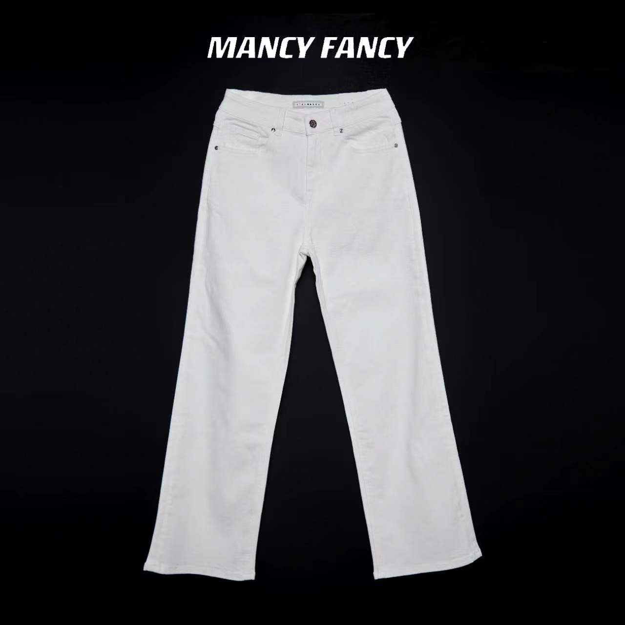 【Mancy Fancy】白色直筒牛仔裤 