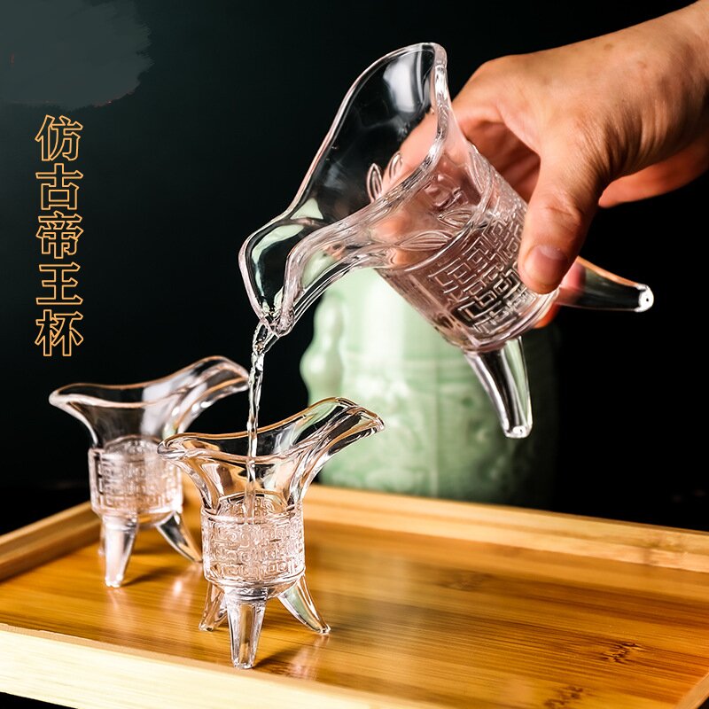 创意仿古帝王杯酒杯水晶玻璃白酒杯家用小酒杯烈酒杯结婚商用钢化
