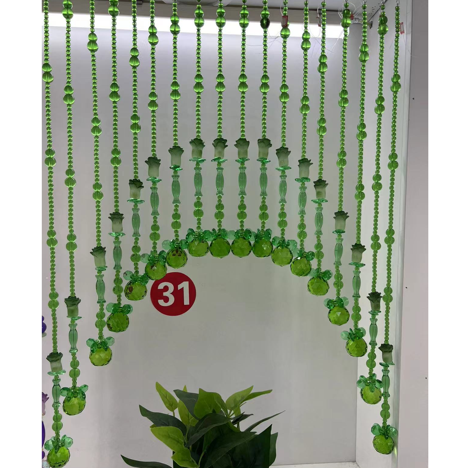 平安如意水晶帘遮挡装饰纯绿色特殊定制款有%15工费扣除客厅门帘