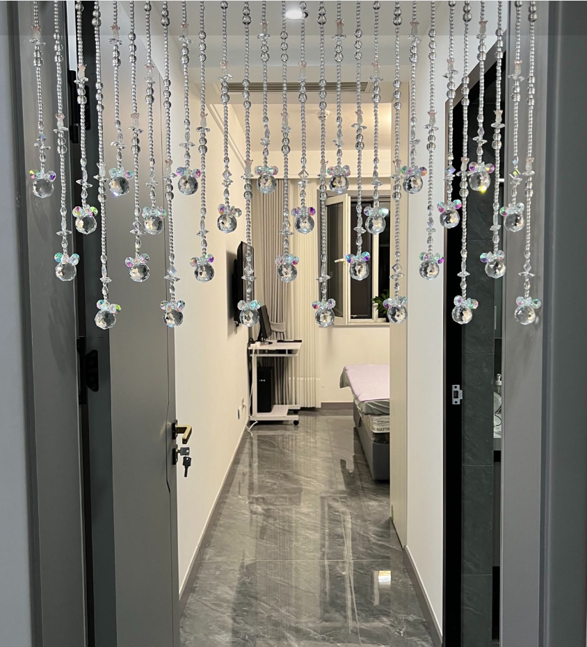 八方来财大气七彩水晶帘客厅玄关特殊定制款有%15工费扣除遮挡