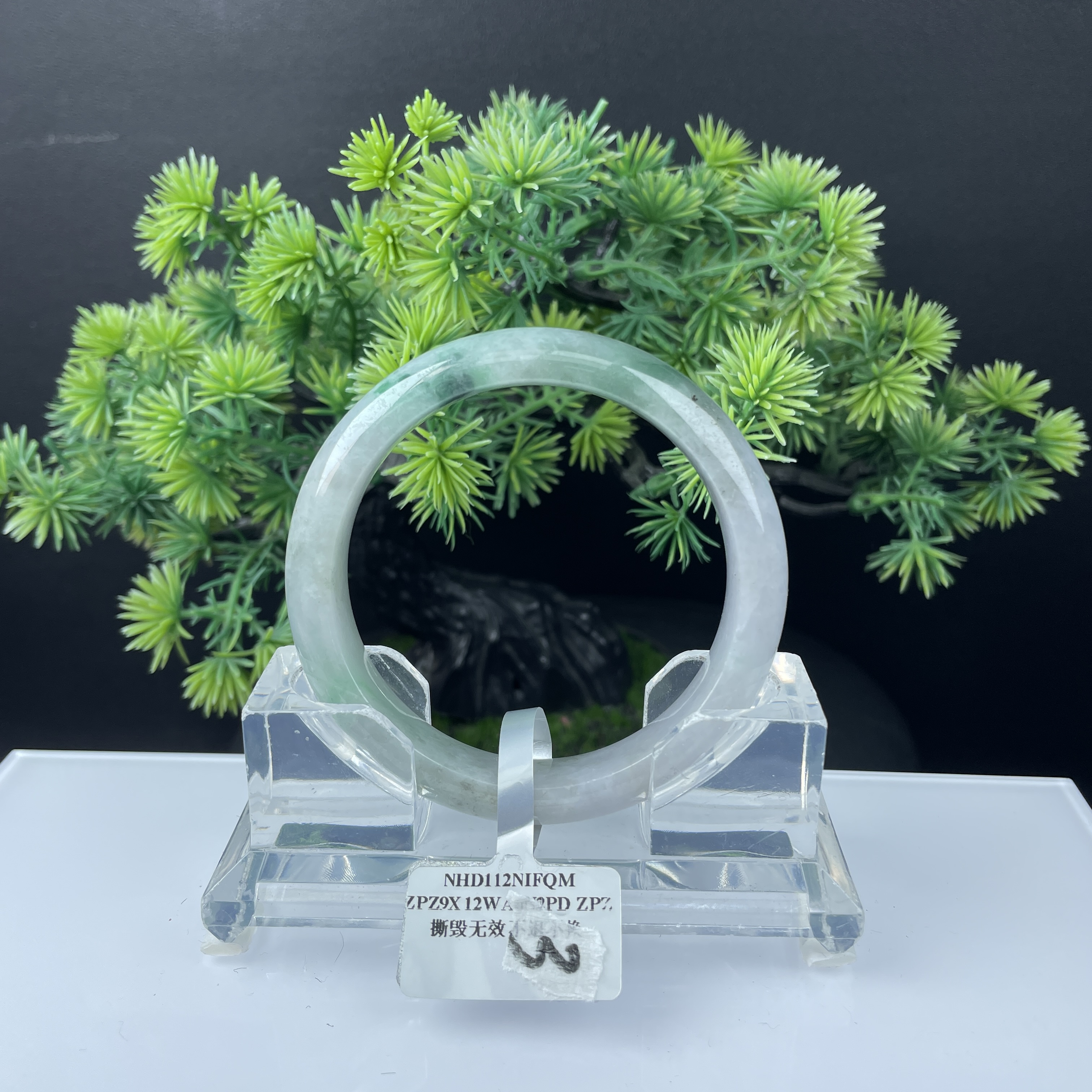 57【刀客砍价王】芊芊-天然缅甸A货翡翠手镯 (微瑕)  E3