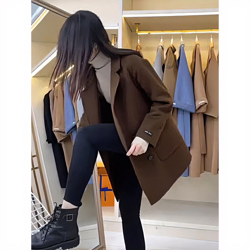 西装领毛呢外套女春秋季2024新款洋气质休闲显瘦呢子大衣时尚气质
