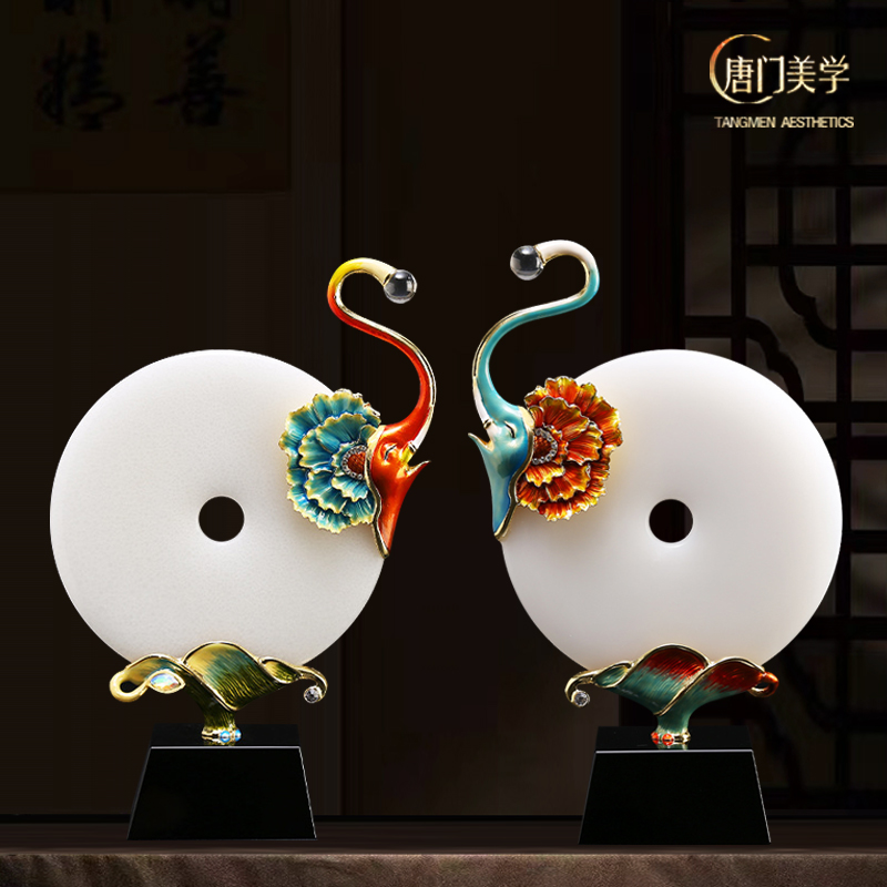 《一对象》轻奢天然玉石平安扣摆件办公室玄关客厅装饰品创意礼品