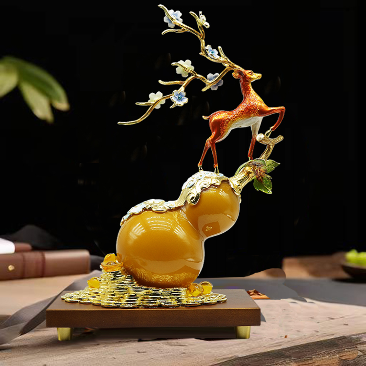 《福禄》纯手工珐琅彩创意葫芦造型摆件客厅办公室乔迁长辈祝寿礼物