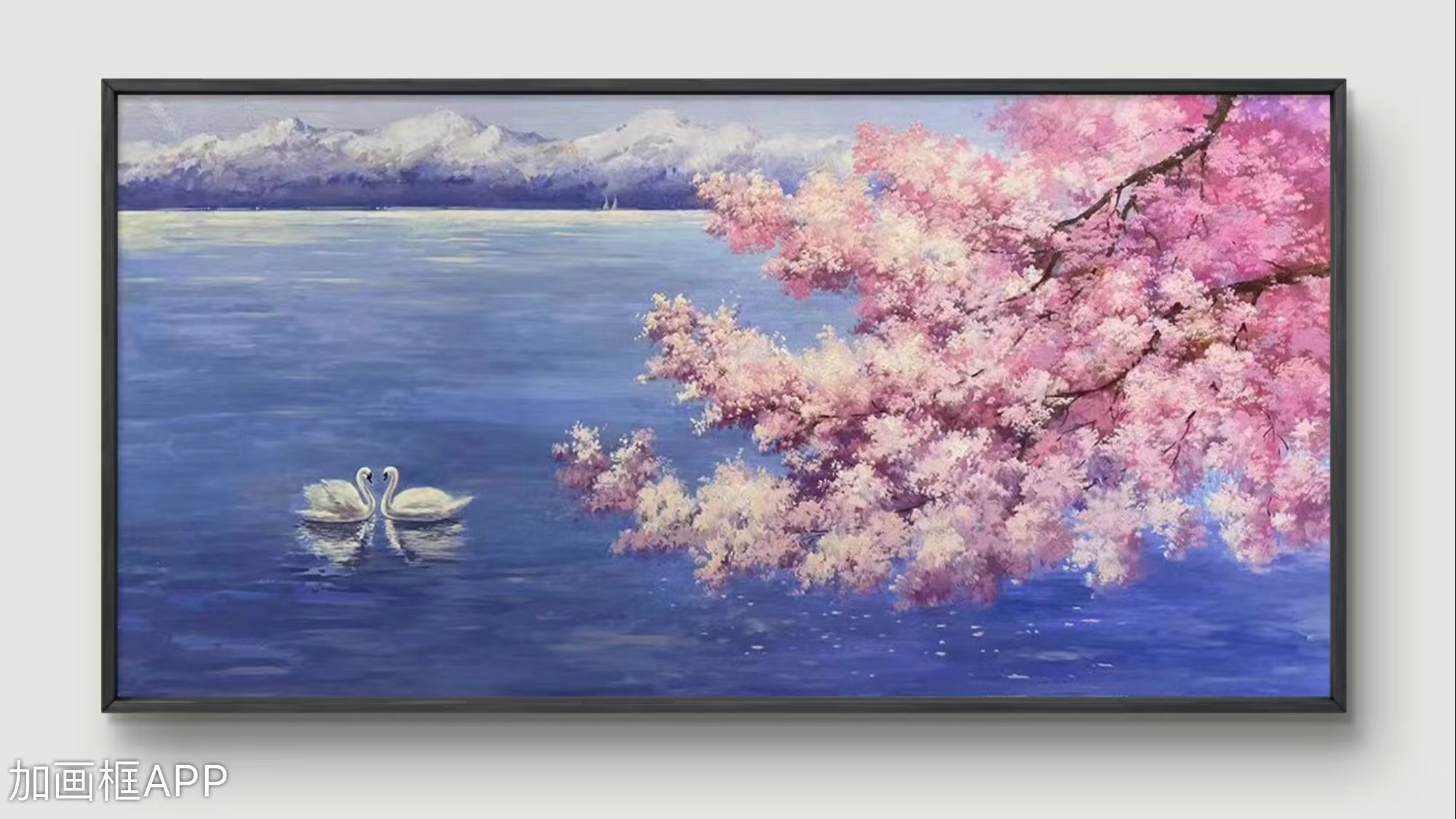 纯手绘油画【天鹅湖泊】画面尺寸180*90客厅卧室玄关餐厅风景