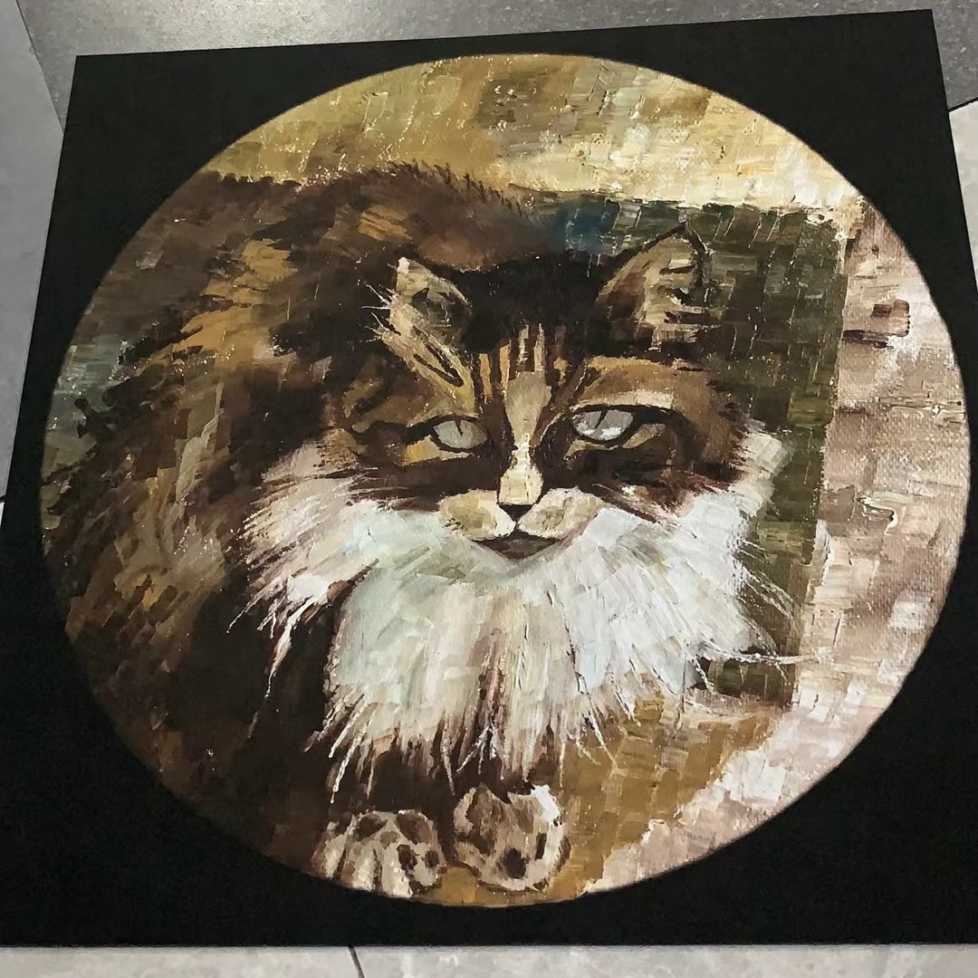 流浪猫 原创油画图案硅藻泥地毯 挂毯 装饰画 超强吸水