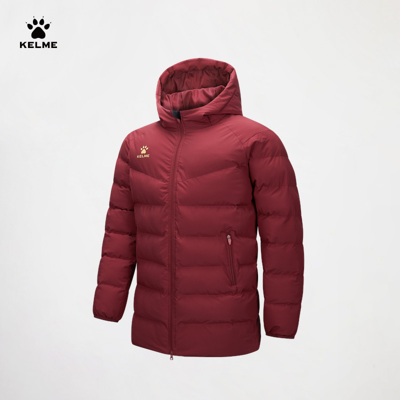 卡尔美旗舰店出征卡塔尔系列连帽中长款训练棉服加厚时尚保暖BX