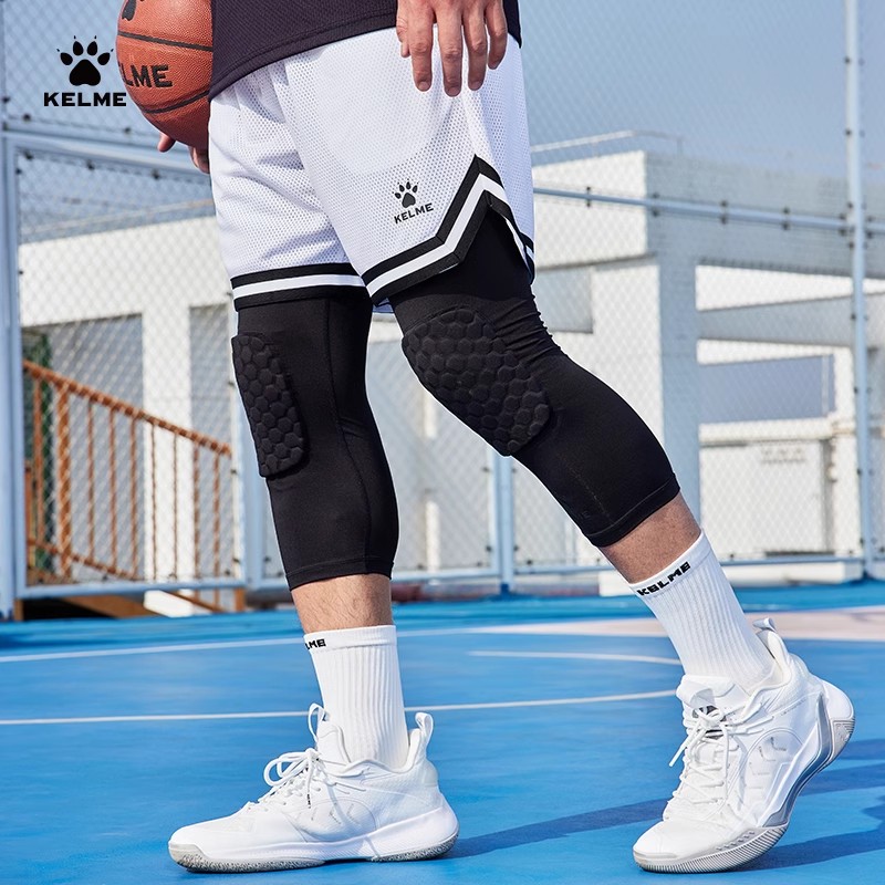 卡尔美【七分护膝裤】篮球紧身裤男蜂窝防撞带护腿打底裤LIFESTYLE