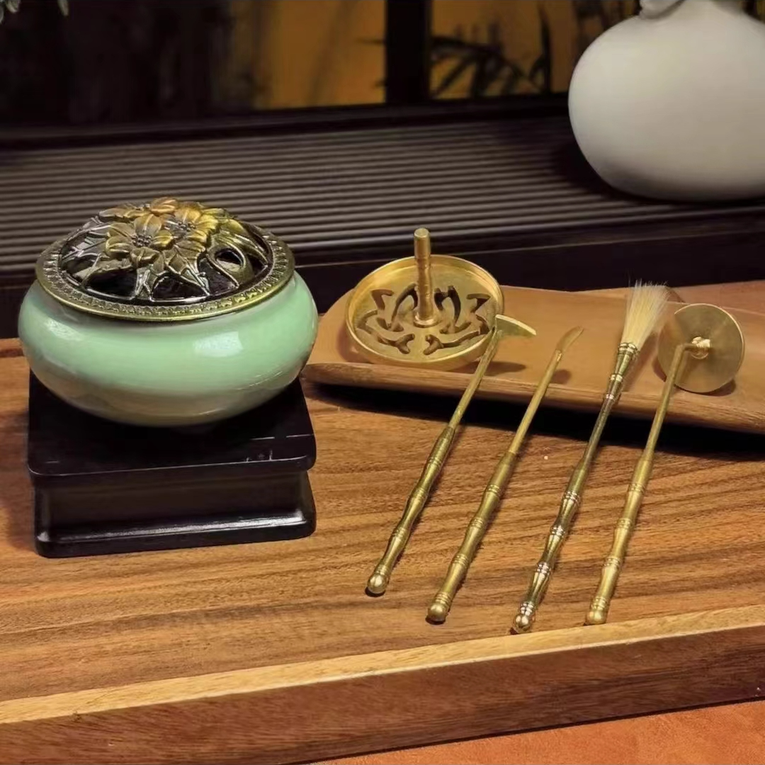 香篆工具包+陶瓷香炉（六件套）