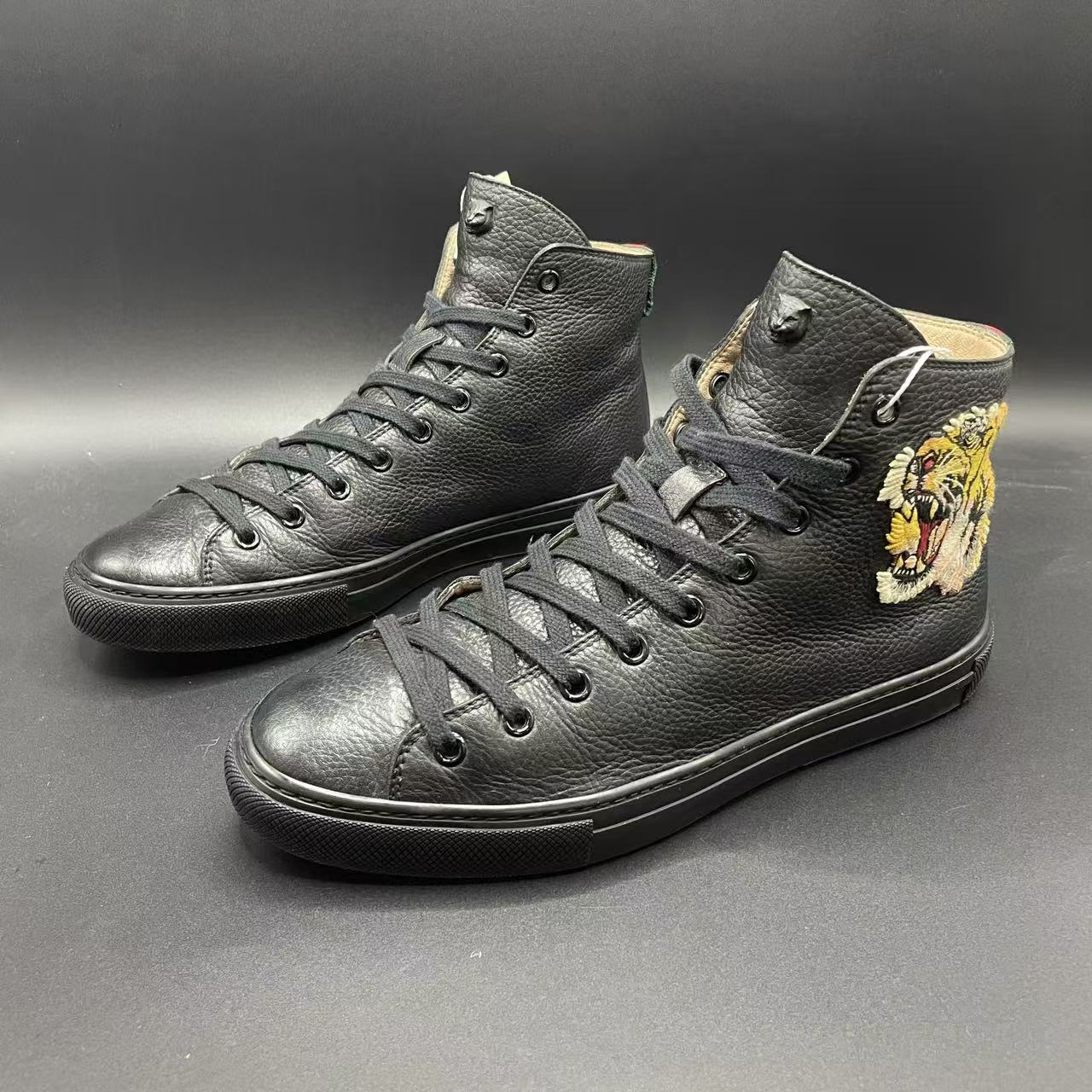 【聚星好物】GUCCI/古驰男士黑色时尚百搭老虎板鞋 38.5欧码 los105