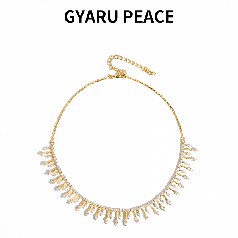GYARU PEACE 铜合金合成锆石项链 捕梦网蕾丝K金水晶项链轻奢简约