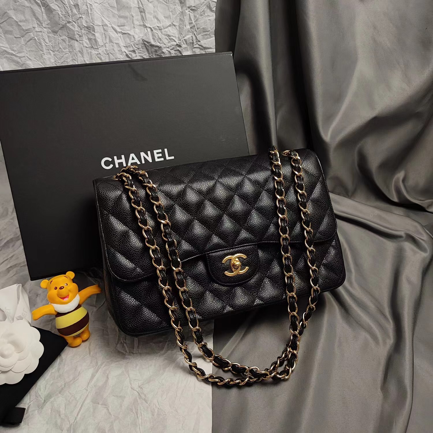 95新 Chanel/香奈儿 【文子姐专属】D095/黑金鱼子酱jumbo/881513