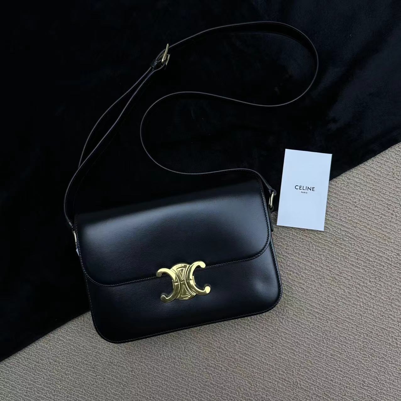 95新 Celine/思琳 AW/黑金凯旋门中号单肩包667956