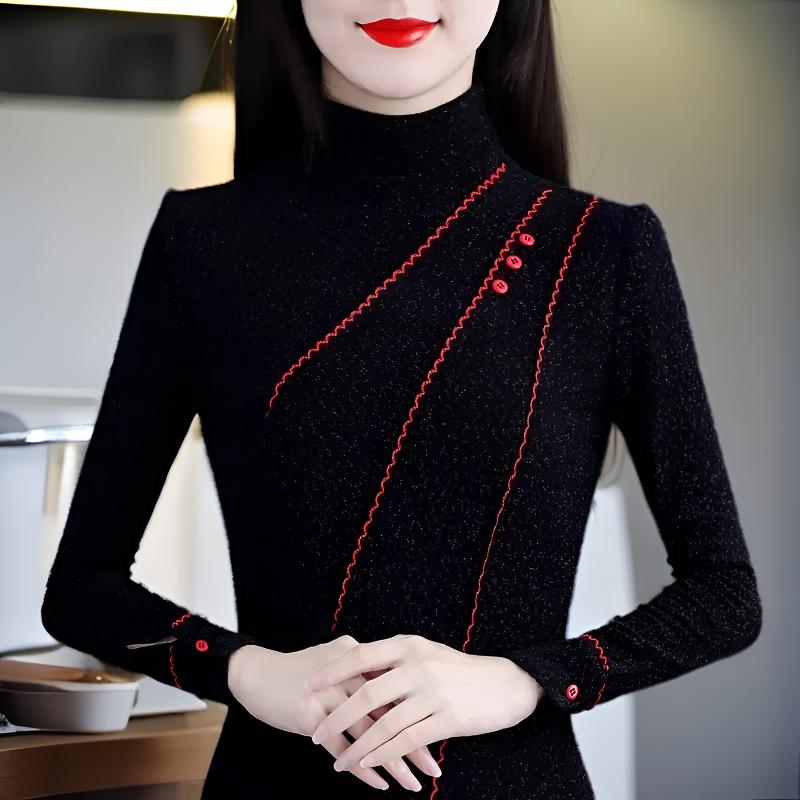 加绒加厚高领打底衫女2024秋冬新款长袖修身显瘦保暖洋气内搭上衣