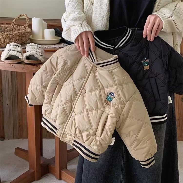 儿童夹棉棒球服外套男女童洋气休闲宝宝时尚百搭加厚韩版秋冬外套