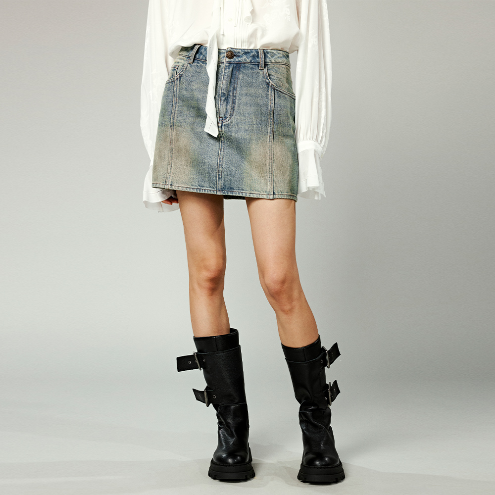 UOOYAA/乌丫复古怀旧A字牛仔半裙UY24314N137152