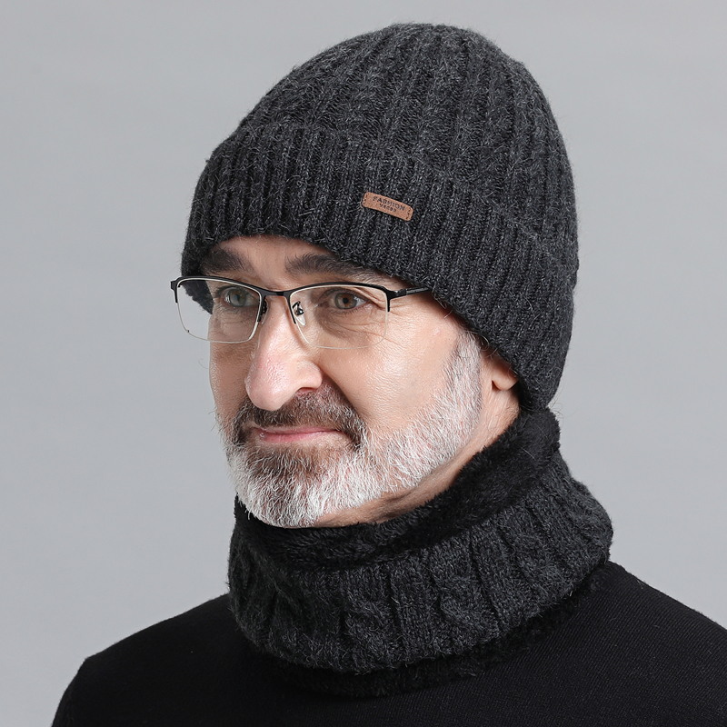中老年帽子男冬季老人保暖爸爸爷爷加绒加厚护耳针织老年人毛线帽