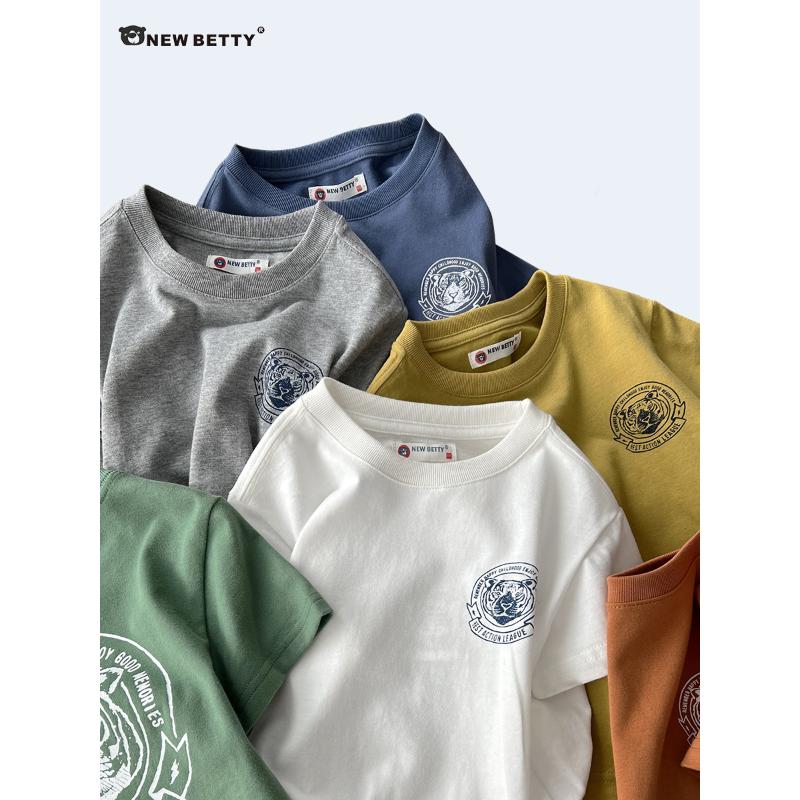 熊仔家2023夏季新款儿童短袖T恤简约印花休闲童装男童圆领衫批发